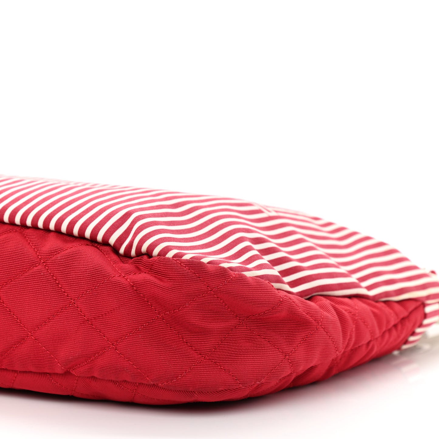 Striped Canvas Logo Tote Red
