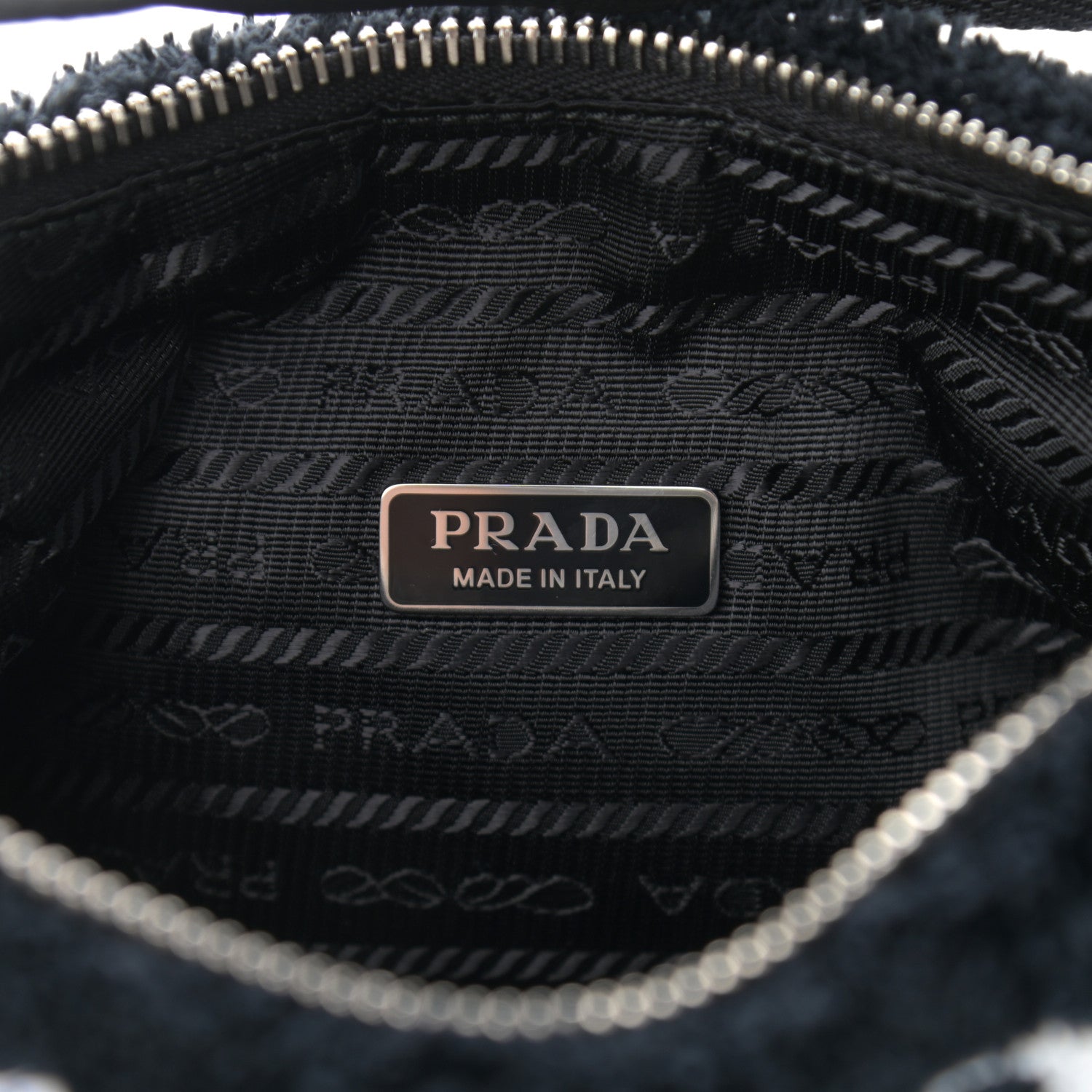 Prada Terry Cloth Mini Re-Edition 2000 Bag Black White 5 of 9