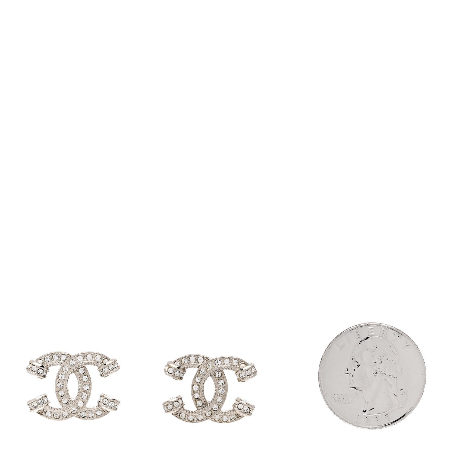 Chanel Crystal CC Earrings Silver 2 of 5