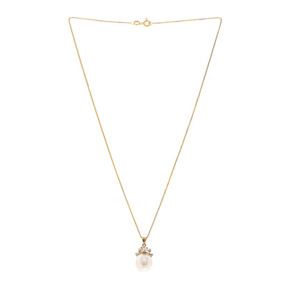 Parker & West by FASHIONPHILE 14K Yellow Rose Gold Diamond Cultured Pearl Pendant Necklace 3 of 4