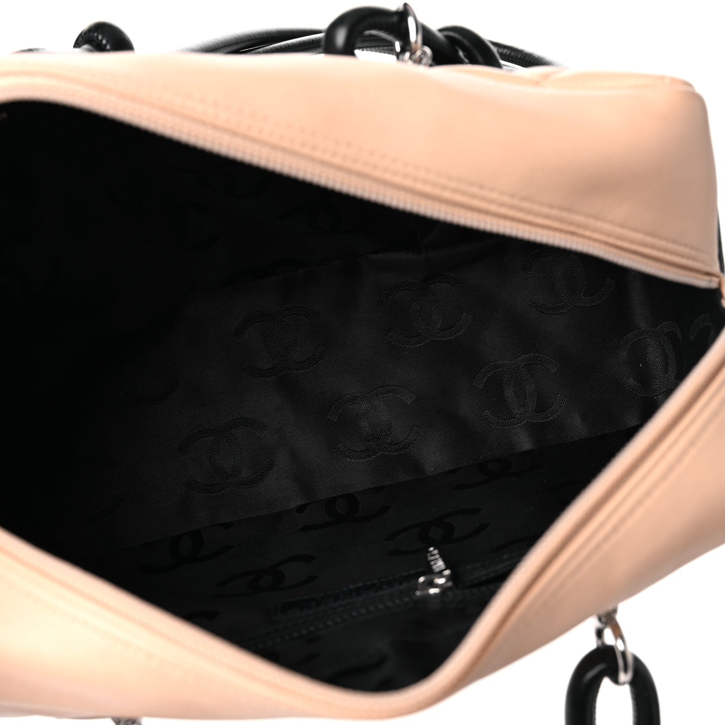 Calfskin Quilted Large Cambon Bowler Beige Black