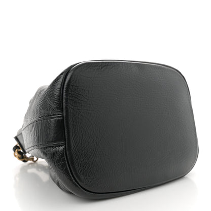 Chanel Shiny Aged Calfskin CC Chain Mini Drawstring Bag Black 4 of 12