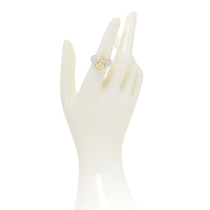 David Yurman Sterling Silver 14K Yellow Gold Diamond Cable Dome Ring 54 7 2 of 4
