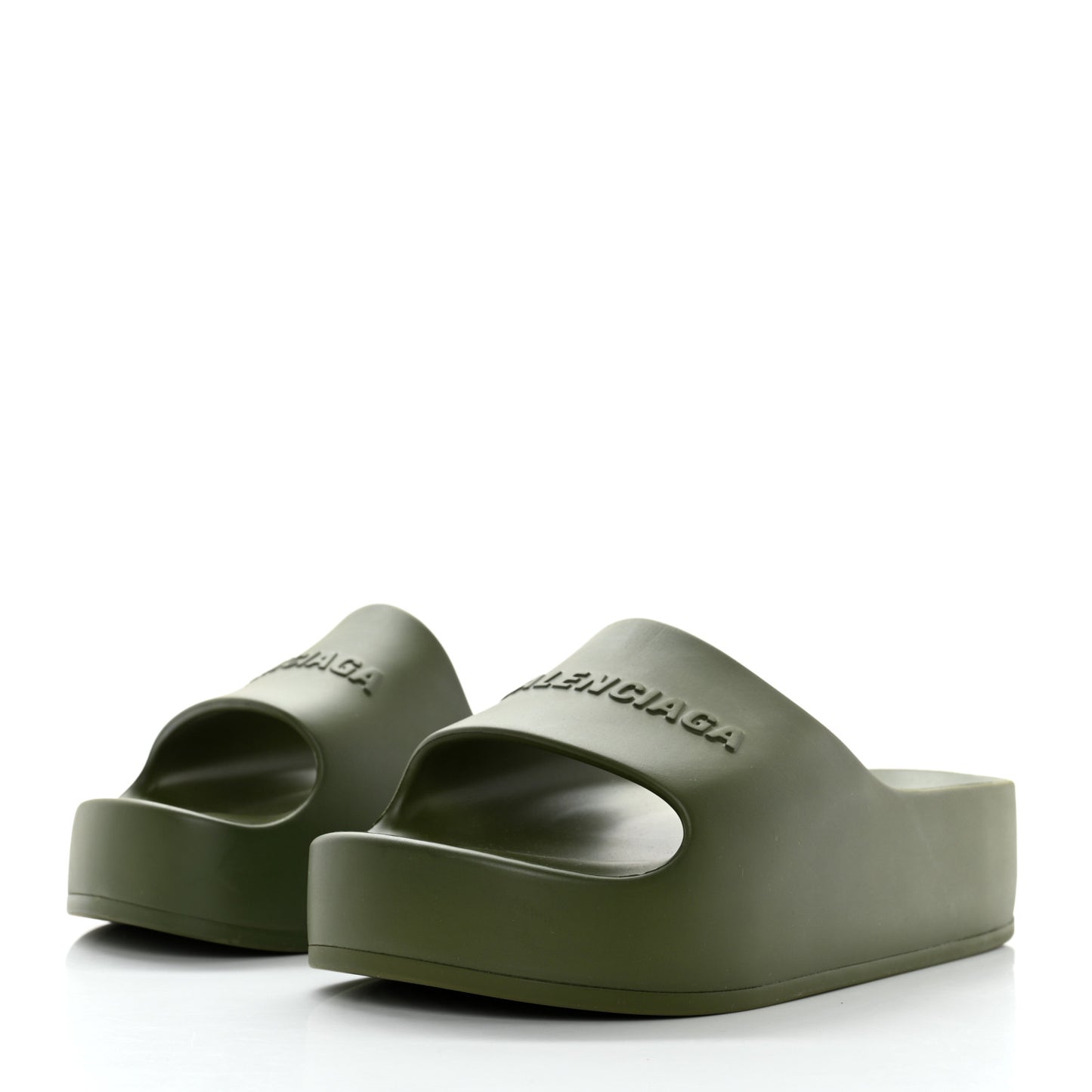 Rubber Womens Chunky Slide Sandals 37 Kaki