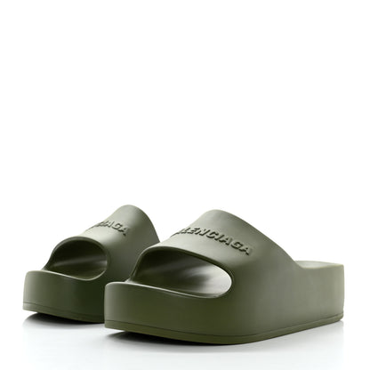 Balenciaga Rubber Womens Chunky Slide Sandals 37 Kaki 3 of 8