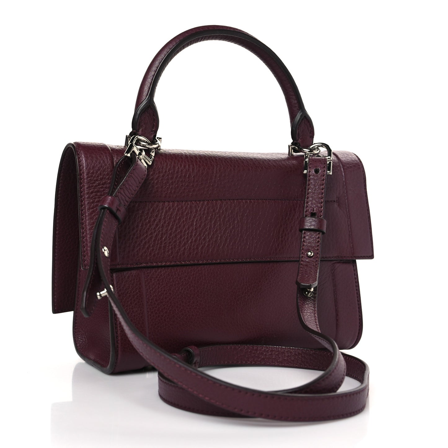 Grained Calfskin Mini Shark Lock Oxblood Red
