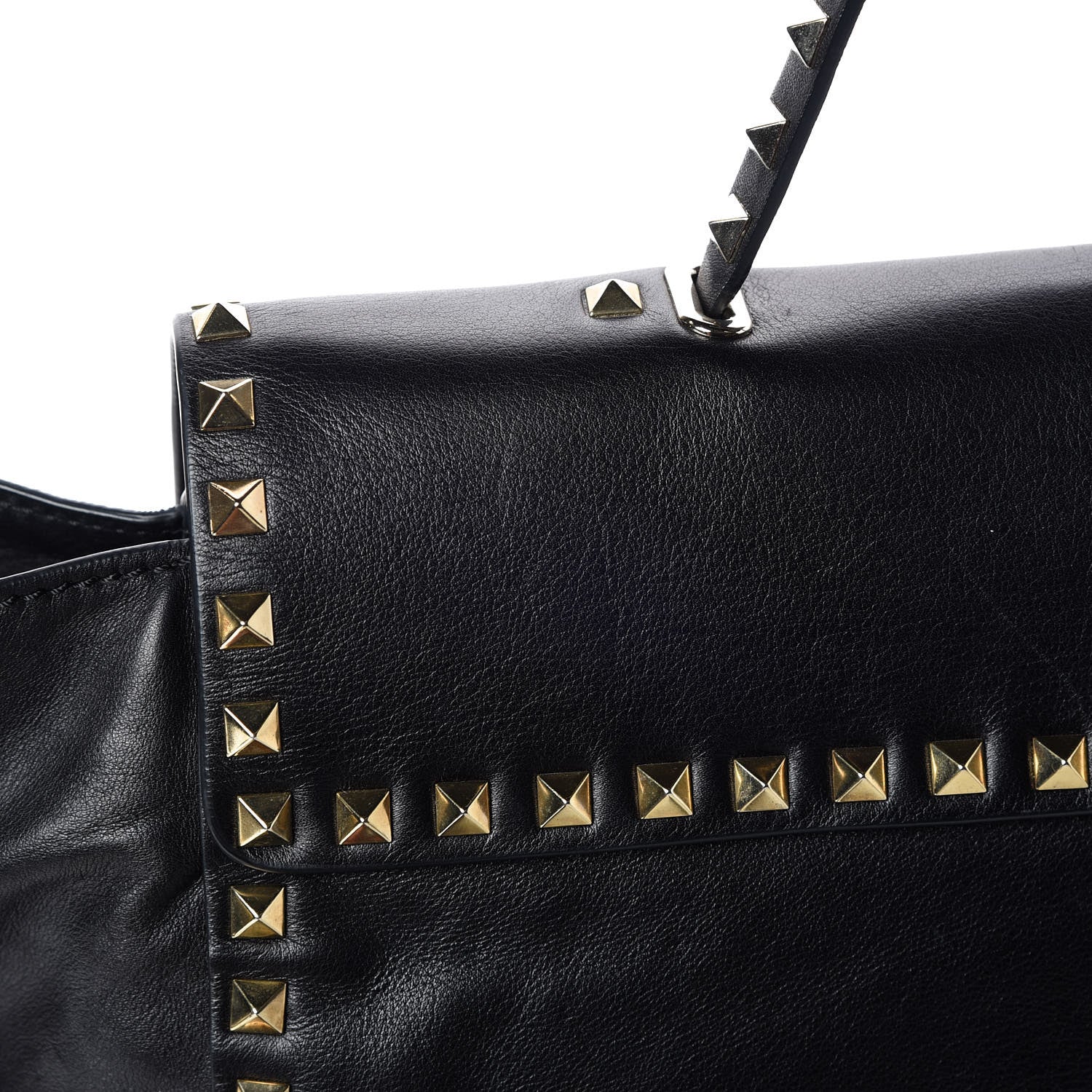 Valentino Garavani Vitello Rockstud Single Handle Flap Tote Black 13 of 14