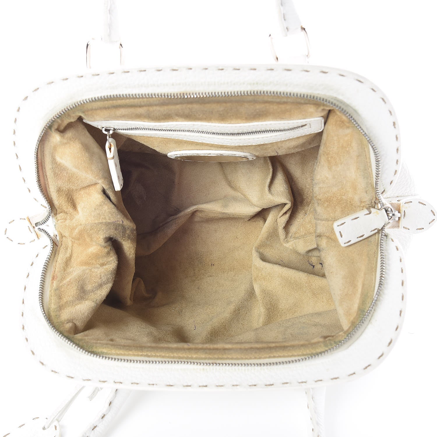 Fendi Calfskin Romano Selleria Adele 1328 Bag White 5 of 38