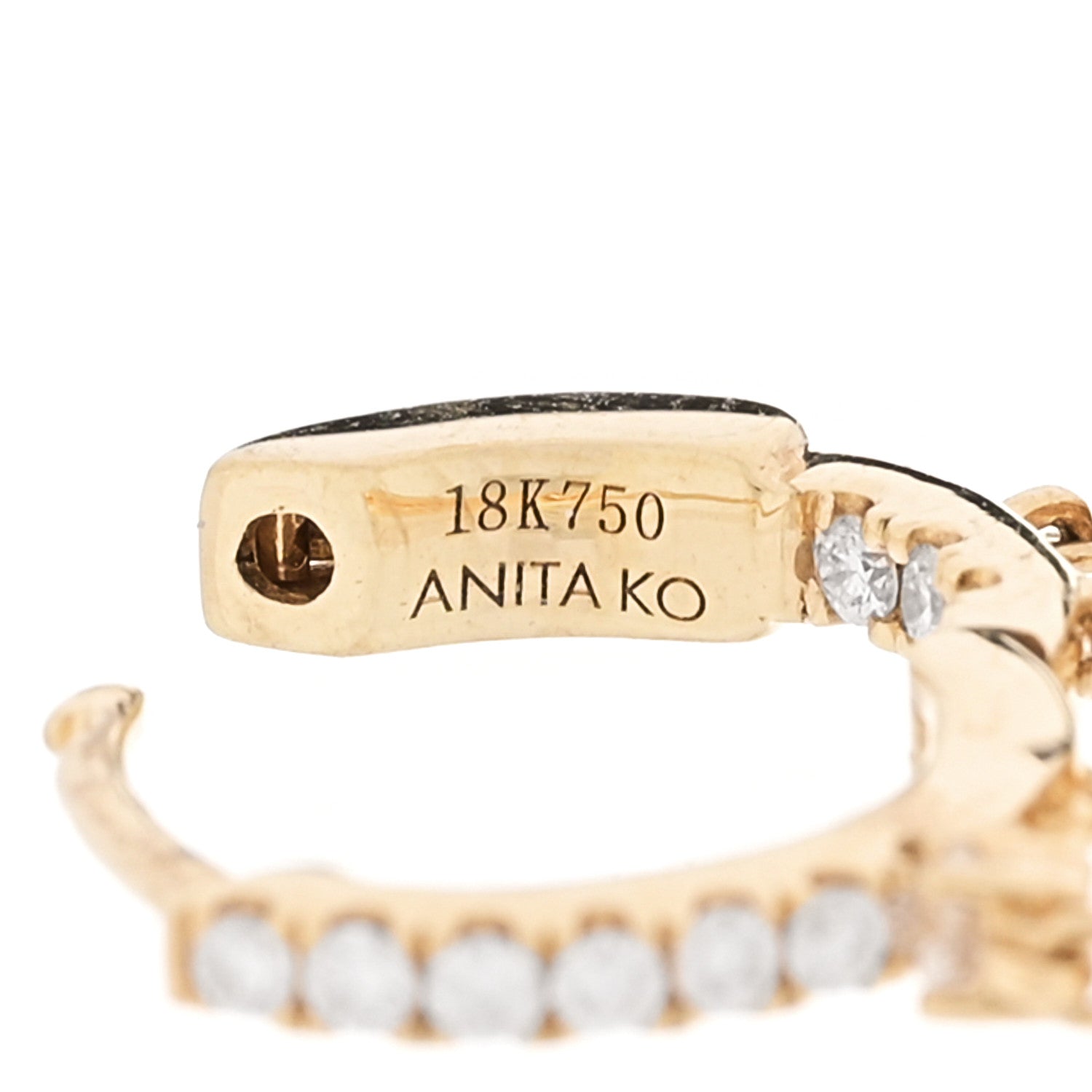 Anita Ko 18K Yellow Gold Diamond Sophia Huggie Earrings 4 of 5