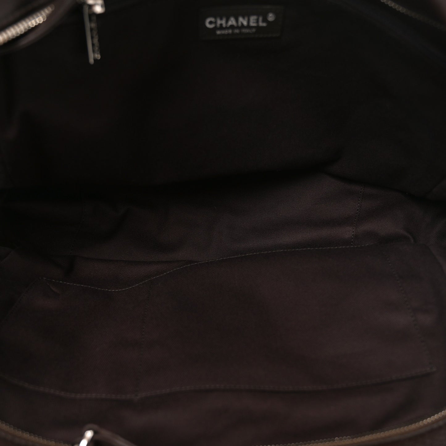 Lambskin Quilted Travel Flap Tote Dark Brown