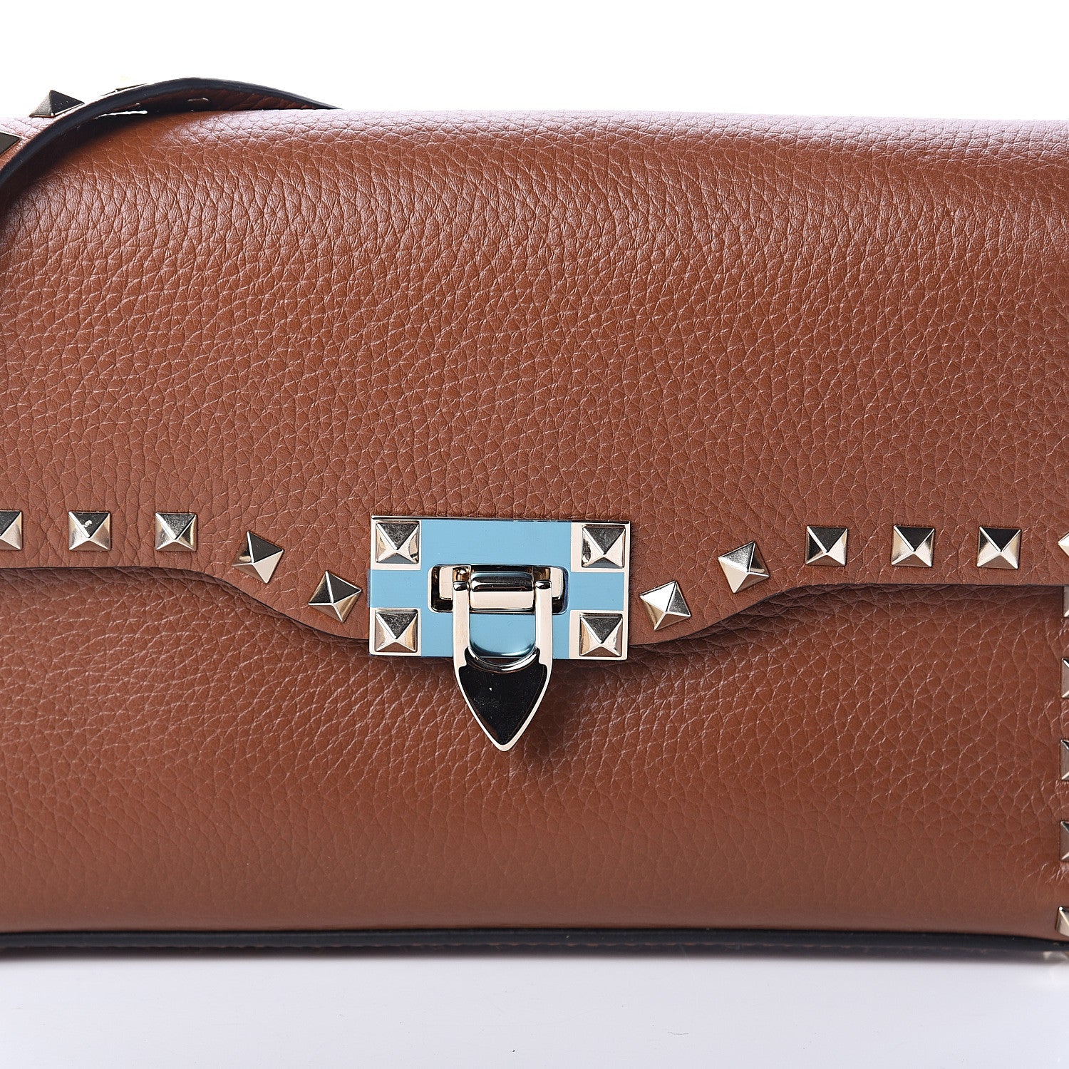 Valentino Garavani Pebbled Calfskin Medium Rockstud Flip Lock Crossbody Bag Bright Cognac 6 of 8
