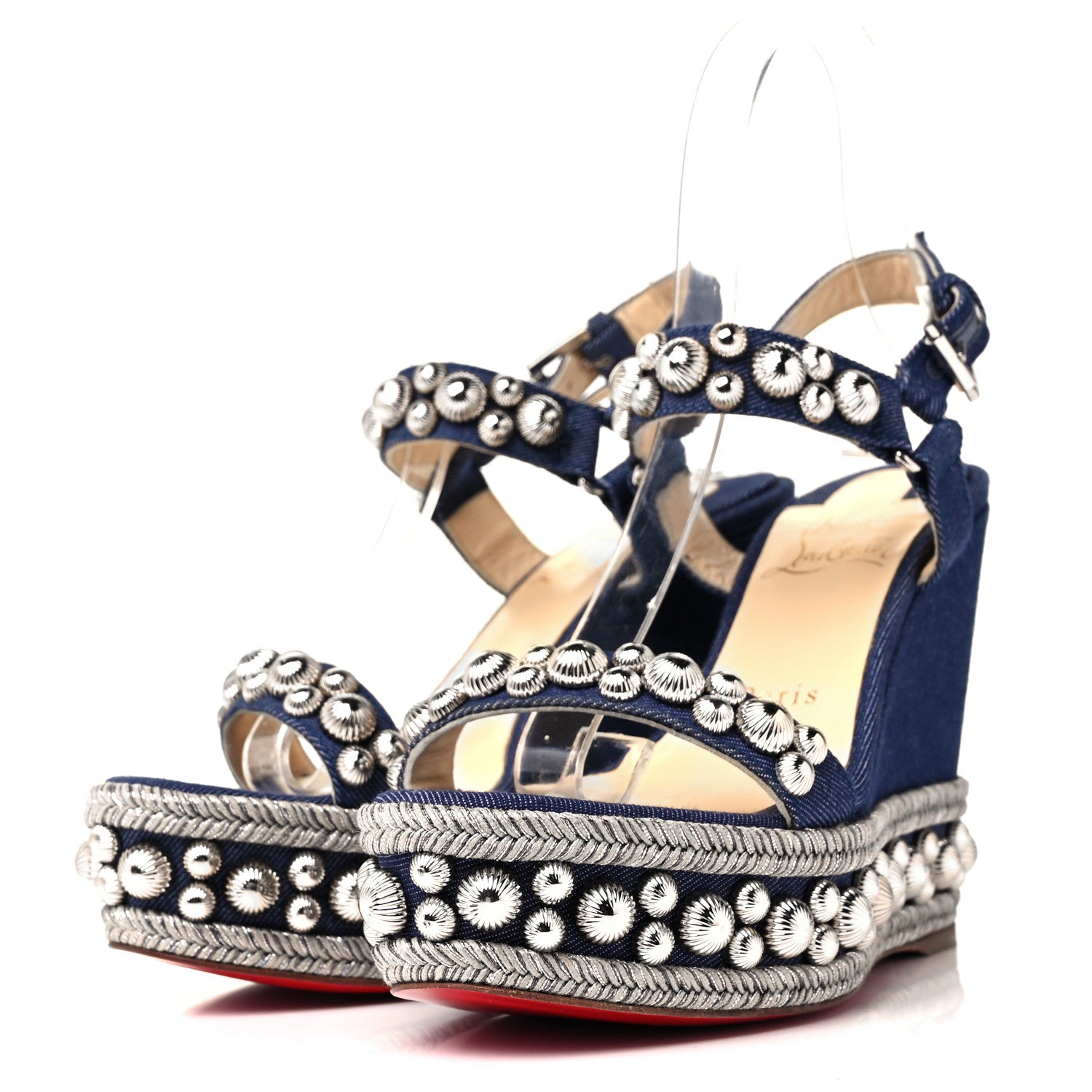Christian Louboutin Denim Rondaclou Wedge Sandals 36 Denim 3 of 7