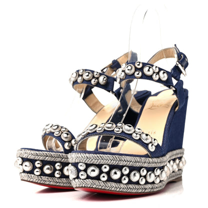 Christian Louboutin Denim Rondaclou Wedge Sandals 36 Denim 3 of 7