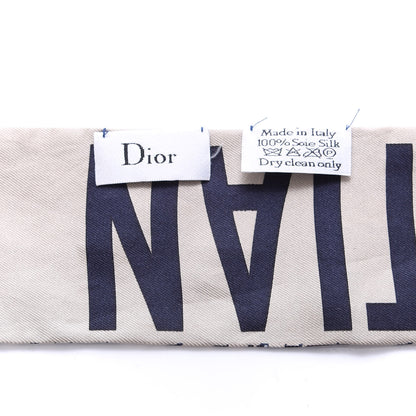 Christian Dior Silk Oblique Mitzah Scarf Blue 4 of 4