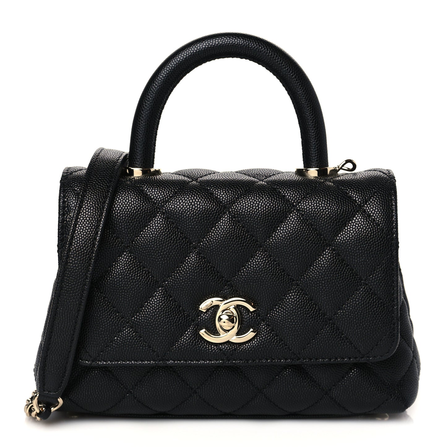 Caviar Quilted Extra Mini Coco Handle Flap Black