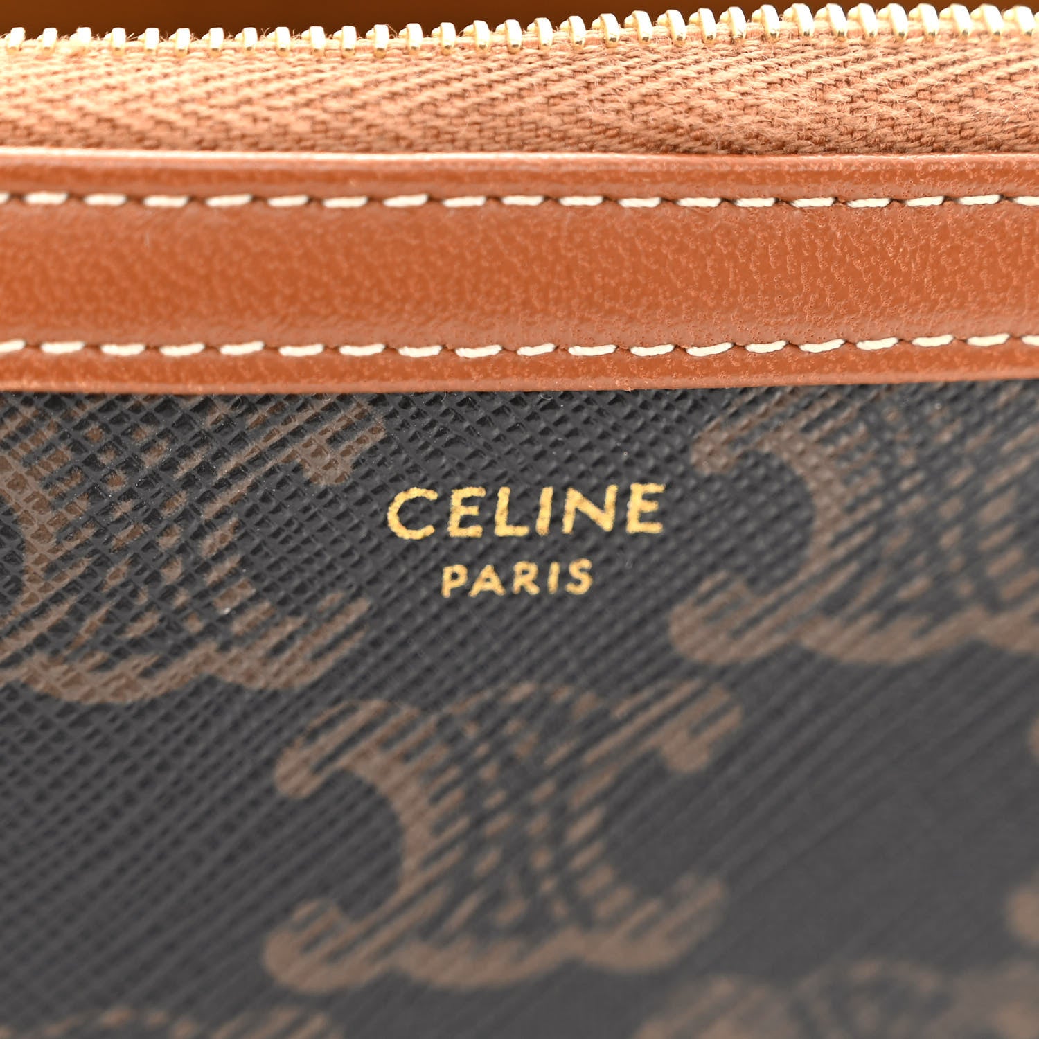 Celine Triomphe Canvas Lambskin Clutch On Chain Tan 6 of 11