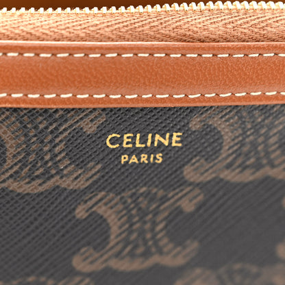 Celine Triomphe Canvas Lambskin Clutch On Chain Tan 6 of 11