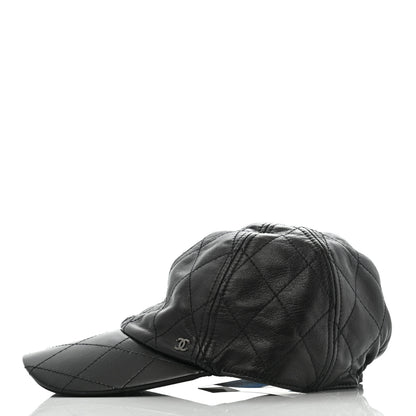 Chanel Lambskin Quilted CC Cap Hat S Black 4 of 8