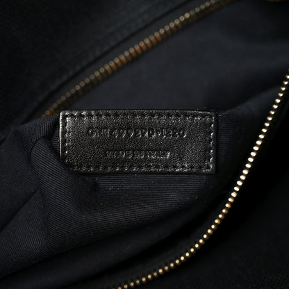 Saint Laurent Embroidered Cotton Linen Rive Gauche Noe Tote Black Beige 6 of 9