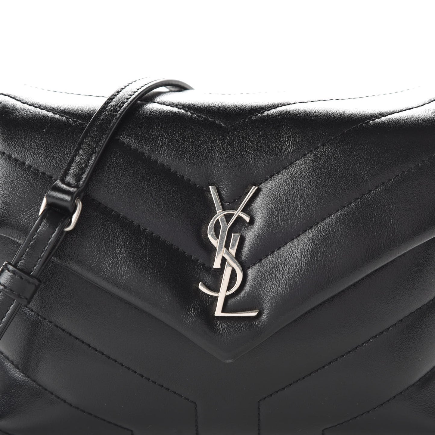 Calfskin Y Quilted Monogram Toy Loulou Crossbody Bag Black