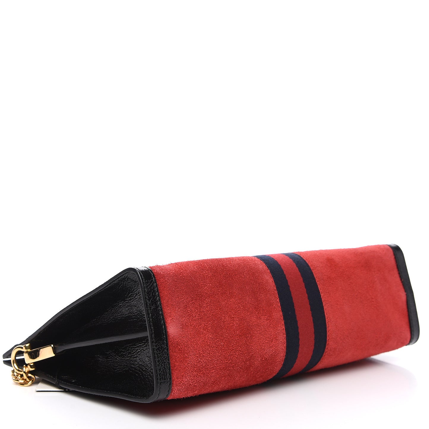 Suede Patent Web Medium Ophidia Chain Shoulder Bag Hibiscus Red Black