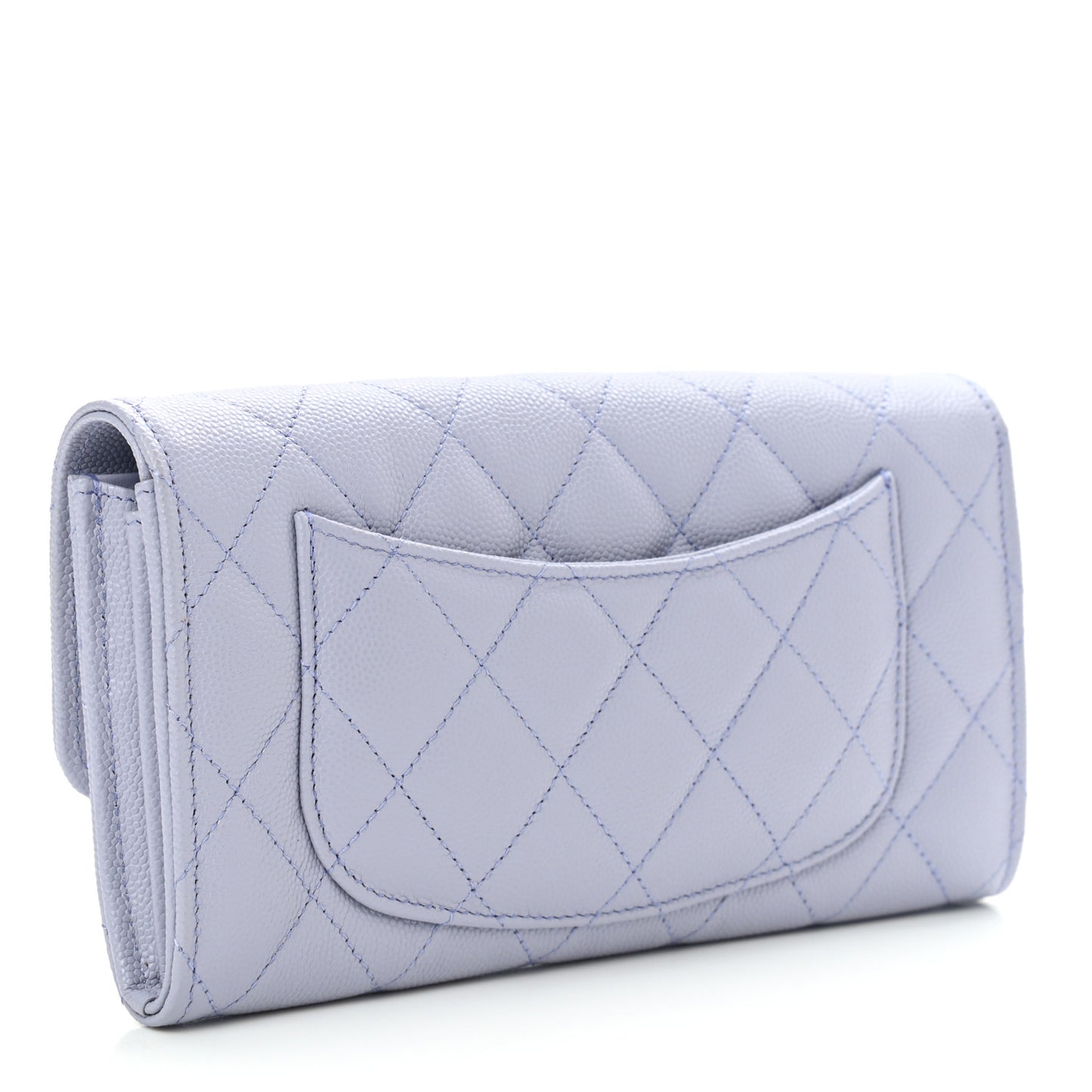 Caviar Quilted Large Flap Wallet Light Purple