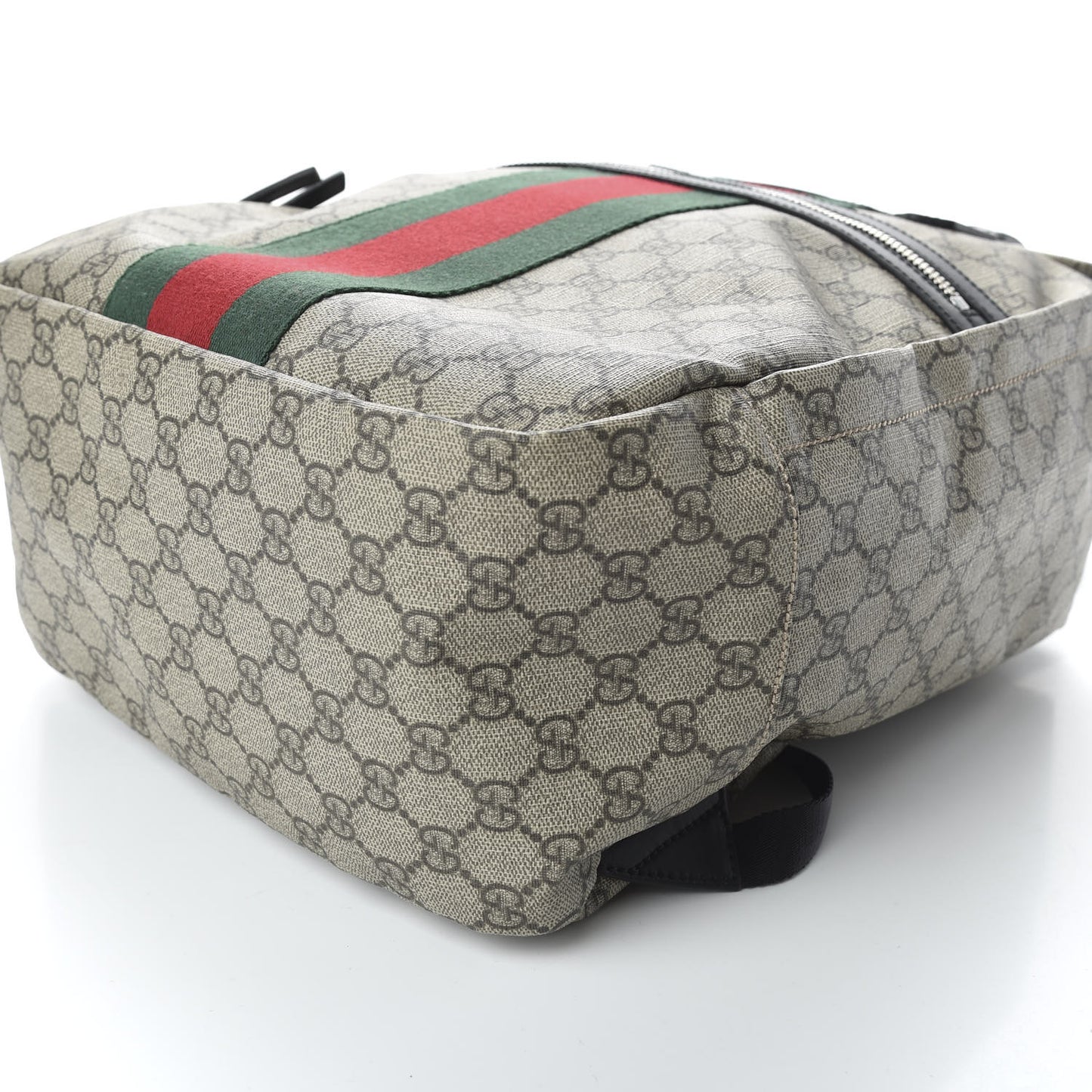 Soft GG Supreme Monogram Appia Calfskin Web Tote Backpack Beige Ebony Black