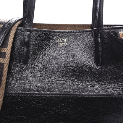 Fendi Agnello Old Shine Vitello Go Rain Small Flip Tote Black Marrone 9 of 10