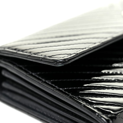 Chanel Patent Chevron Quilted Large Gusset Flap Wallet Black 20 of 21