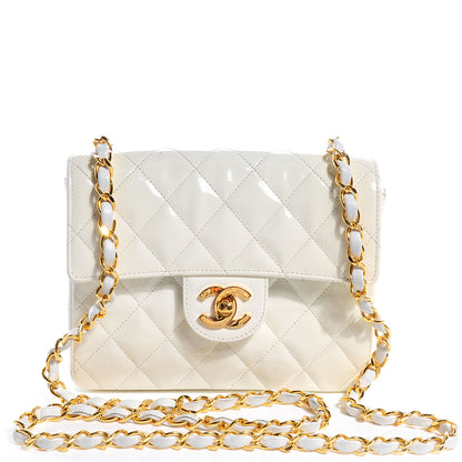 Chanel Patent Quilted Mini Square Flap White 1 of 9