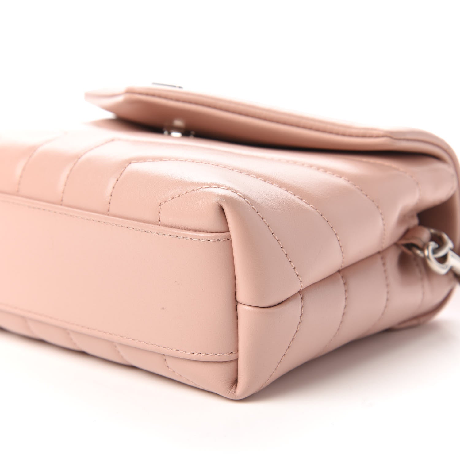 Saint Laurent Calfskin Y Quilted Monogram Toy Loulou Crossbody Bag Pale Pink 7 of 9