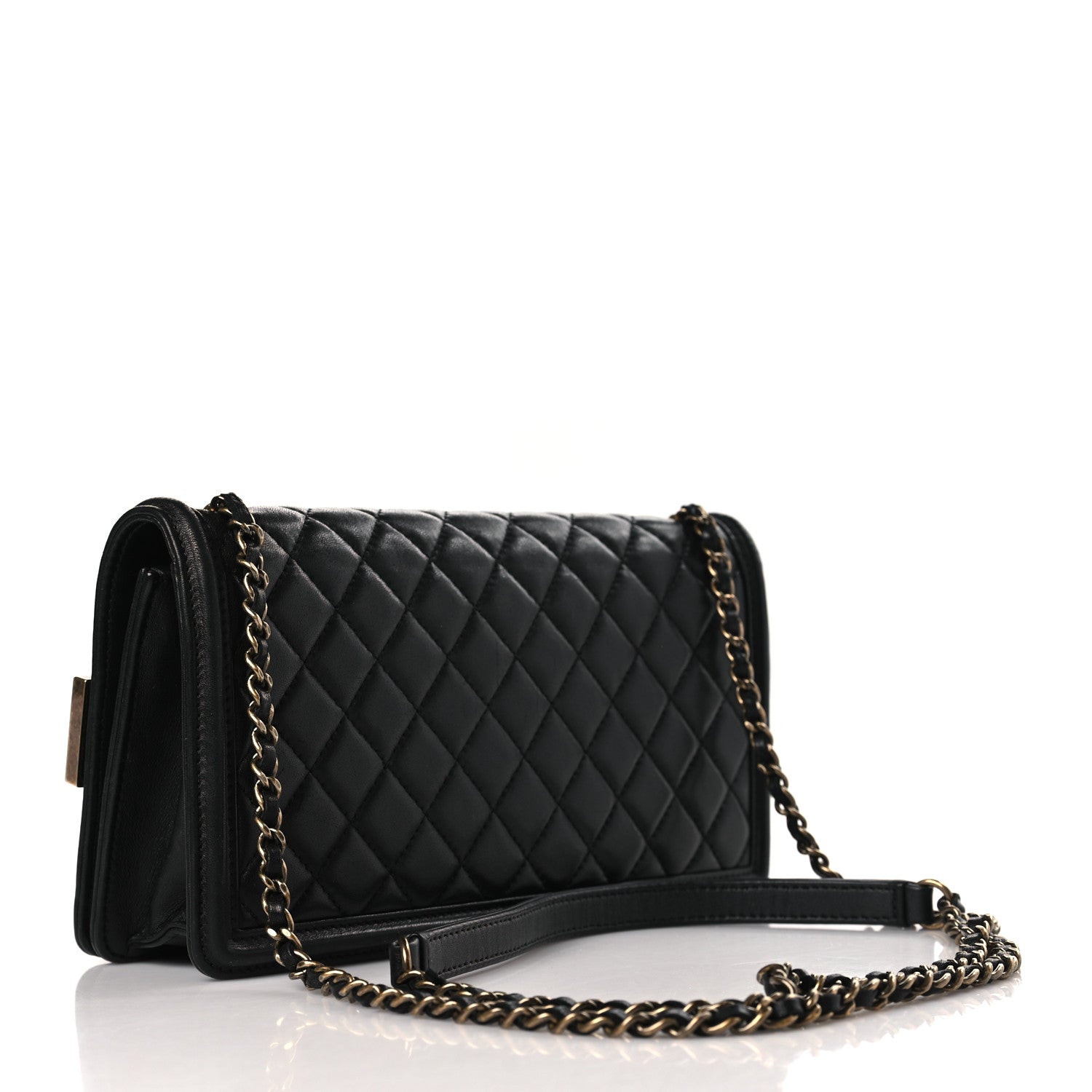 Chanel Lambskin Quilted Horizontal Boy Brick Studded Flap Black 3 of 9