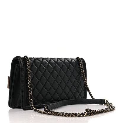 Chanel Lambskin Quilted Horizontal Boy Brick Studded Flap Black 3 of 9