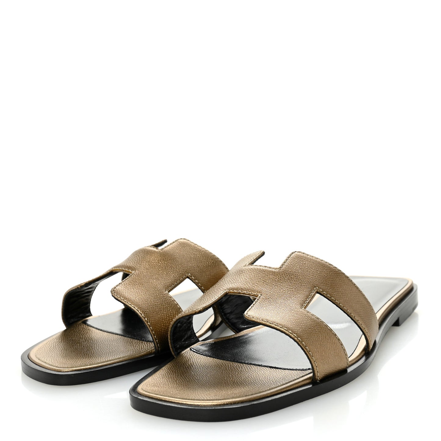 Metallic Epsom Oran Sandals 38 Vert Bronze