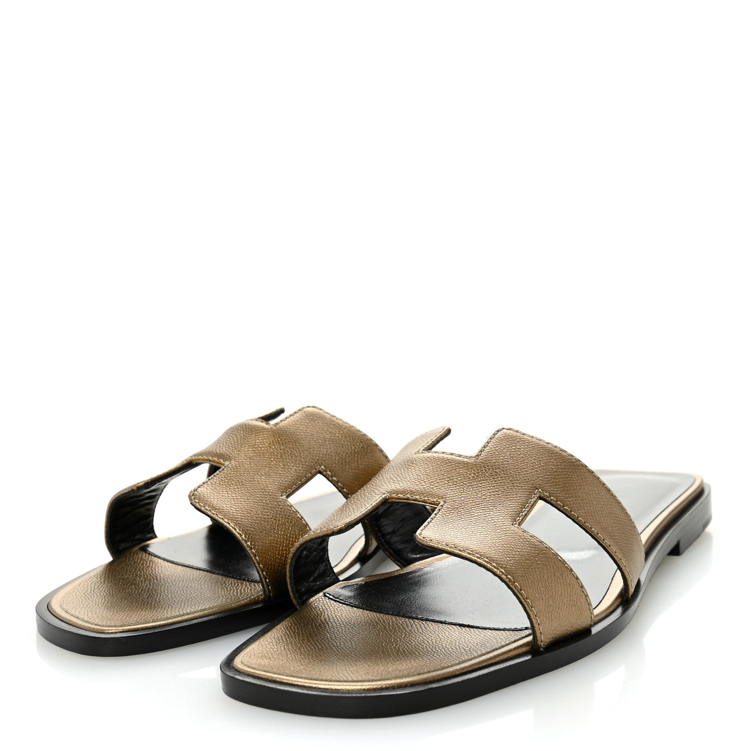 Hermes Metallic Epsom Oran Sandals 38 Vert Bronze 3 of 10
