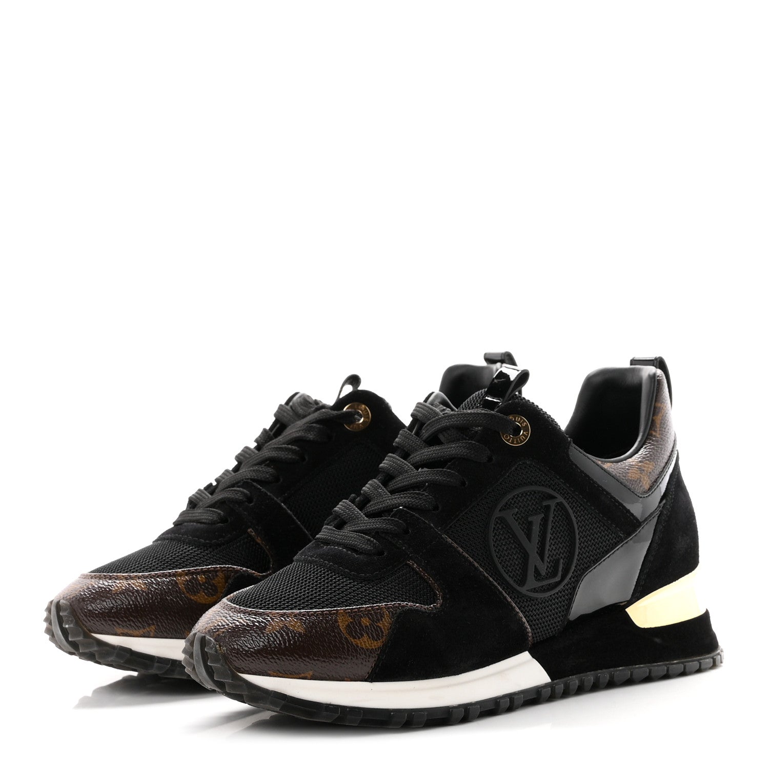 Louis Vuitton Suede Monogram Run Away Sneakers 35 Black 4 of 10