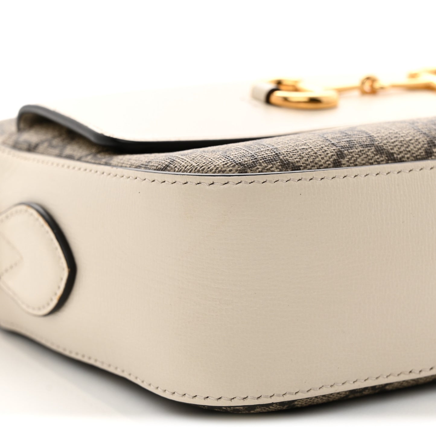 GG Supreme Monogram Small Horsebit 1955 Shoulder Bag Beige Mystic White