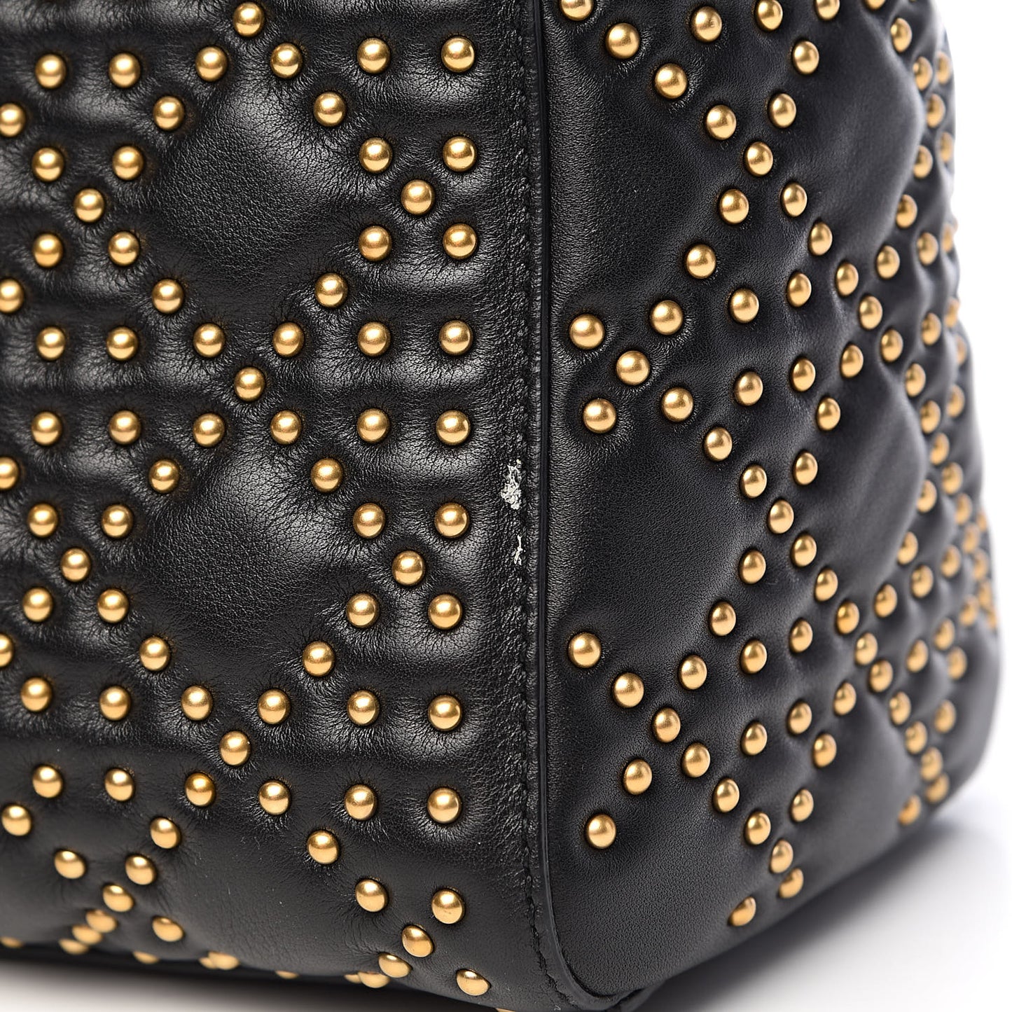 Calfskin Cannage Studded Medium Supple Lady Dior Black