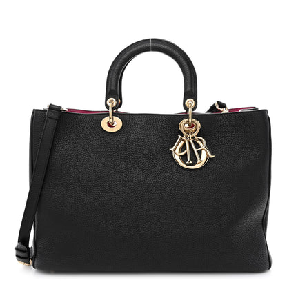 Christian Dior Bullcalf Large Diorissimo Tote Black Rose Indien 3 of 13
