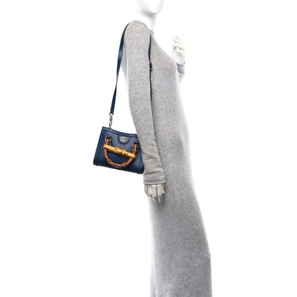 Gucci Textured Dollar Calfskin Web Mini Diana Tote Bag Royal Crop 2 of 10