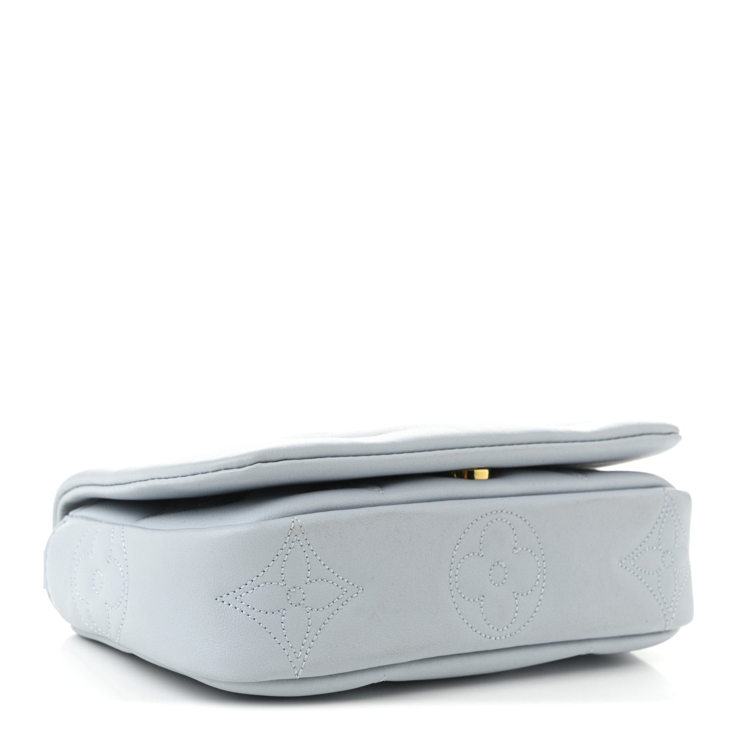 Calfskin Bubblegram Wallet On Strap Ice Blue