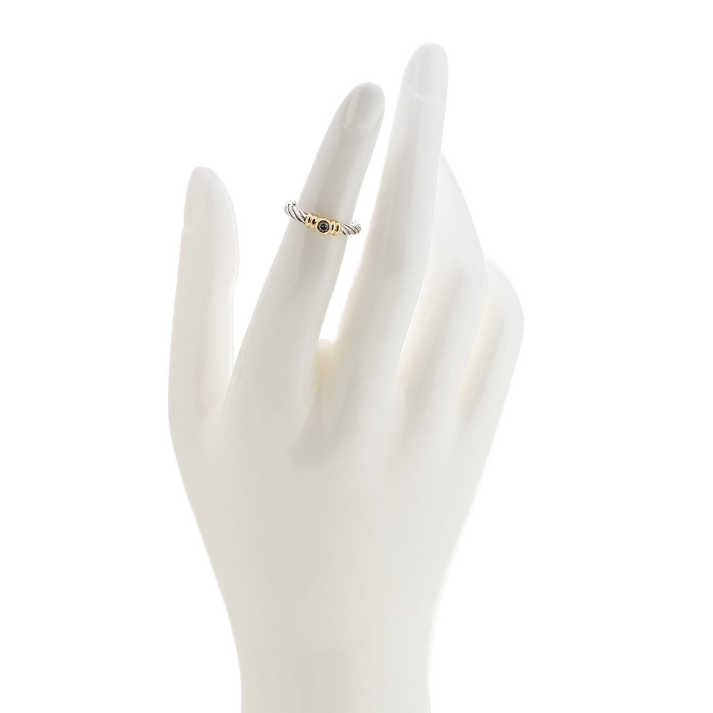 Sterling Silver 18K Yellow Gold Diamond Stack Ring 45 3.25