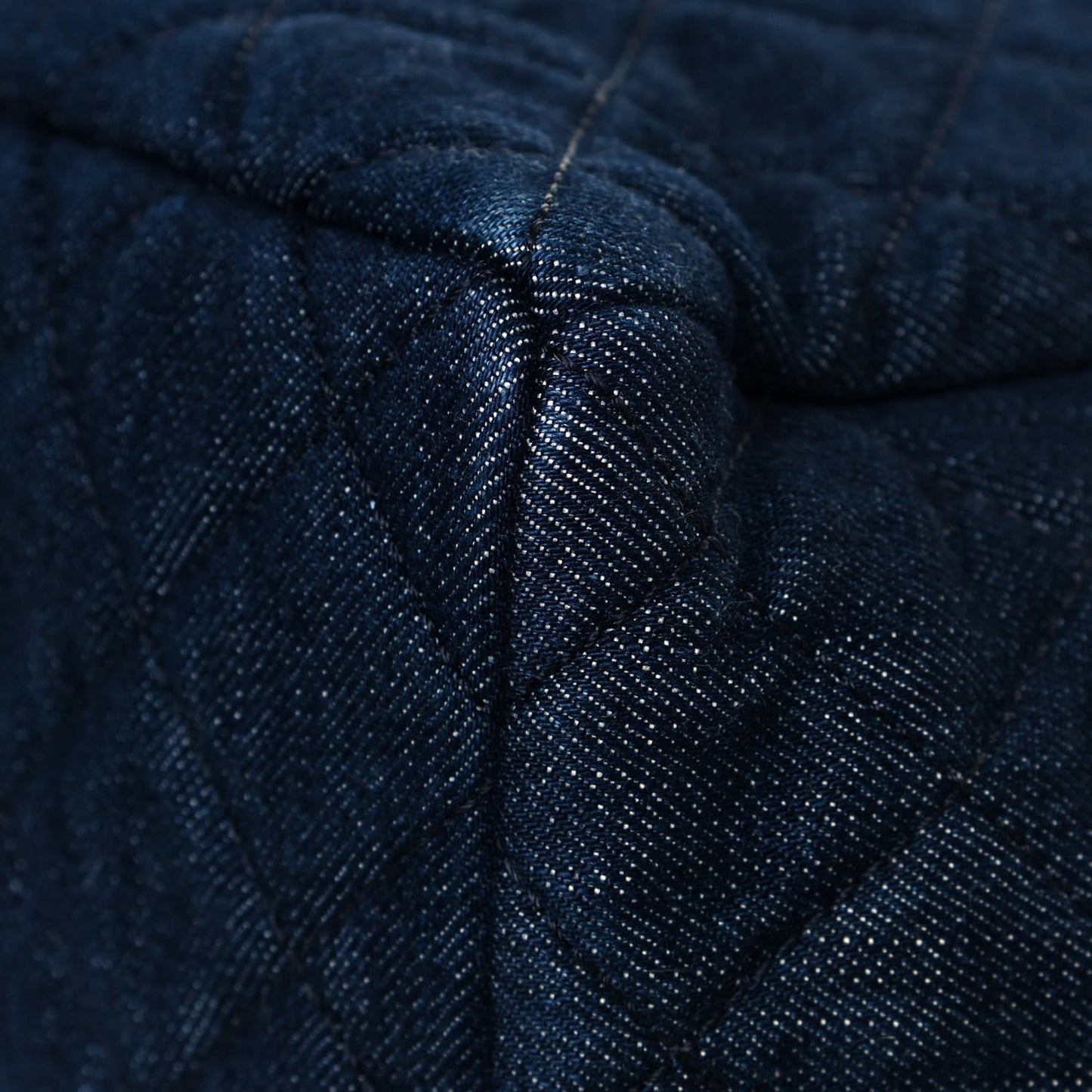 Washed Denim Quilted Small Urban Spirit Drawstring Bag Dark Blue