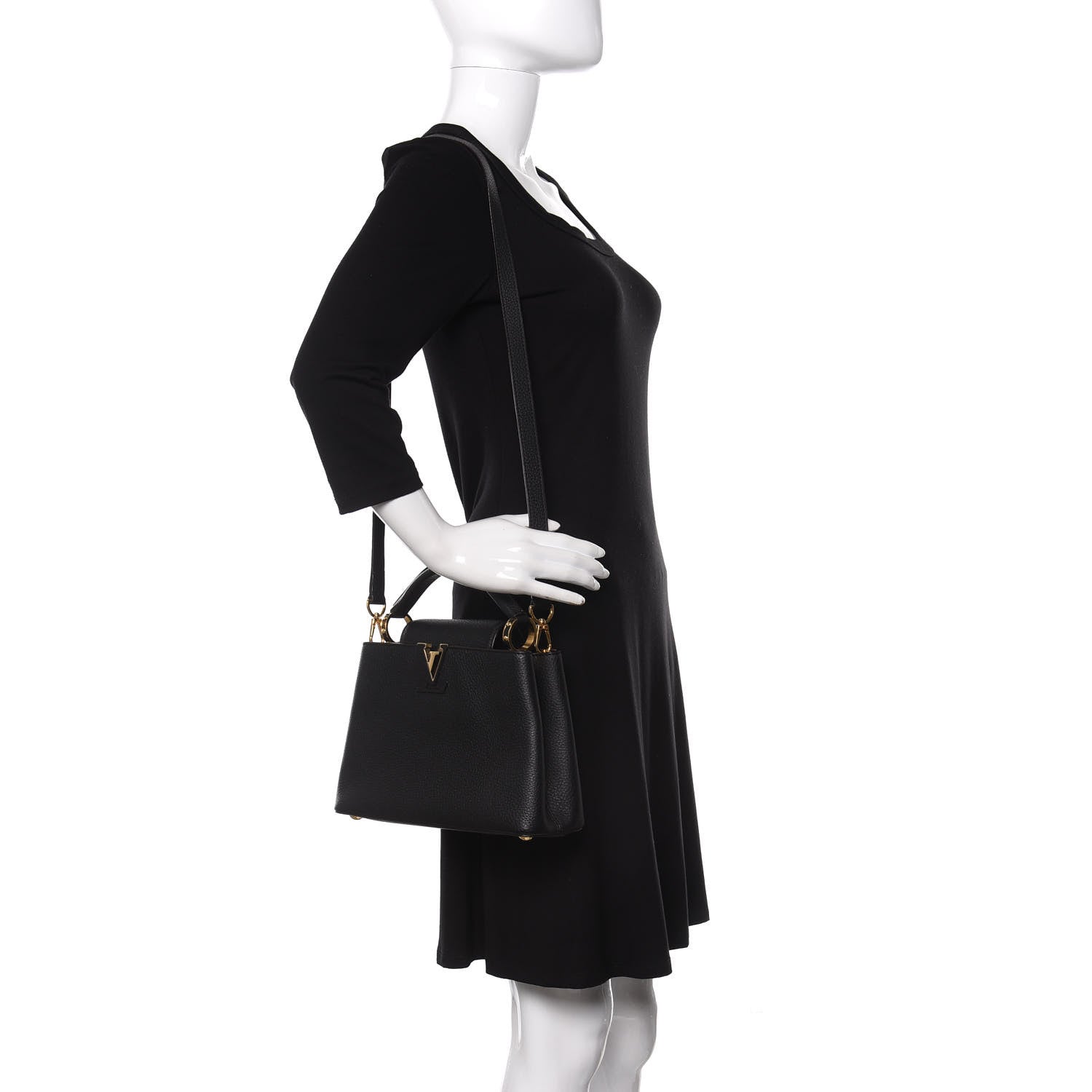 Louis Vuitton Taurillon Capucines BB Black 2 of 9