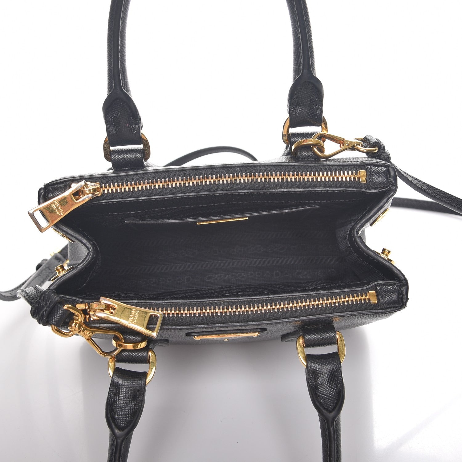Prada Saffiano Lux Mini Galleria Double Zip Tote Black 7 of 11