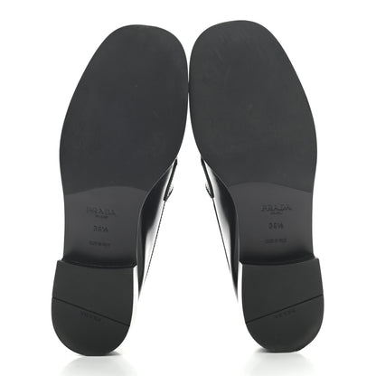 Prada Spazzolato Metal Triangle Logo 20mm Loafers 39.5 Black 5 of 7