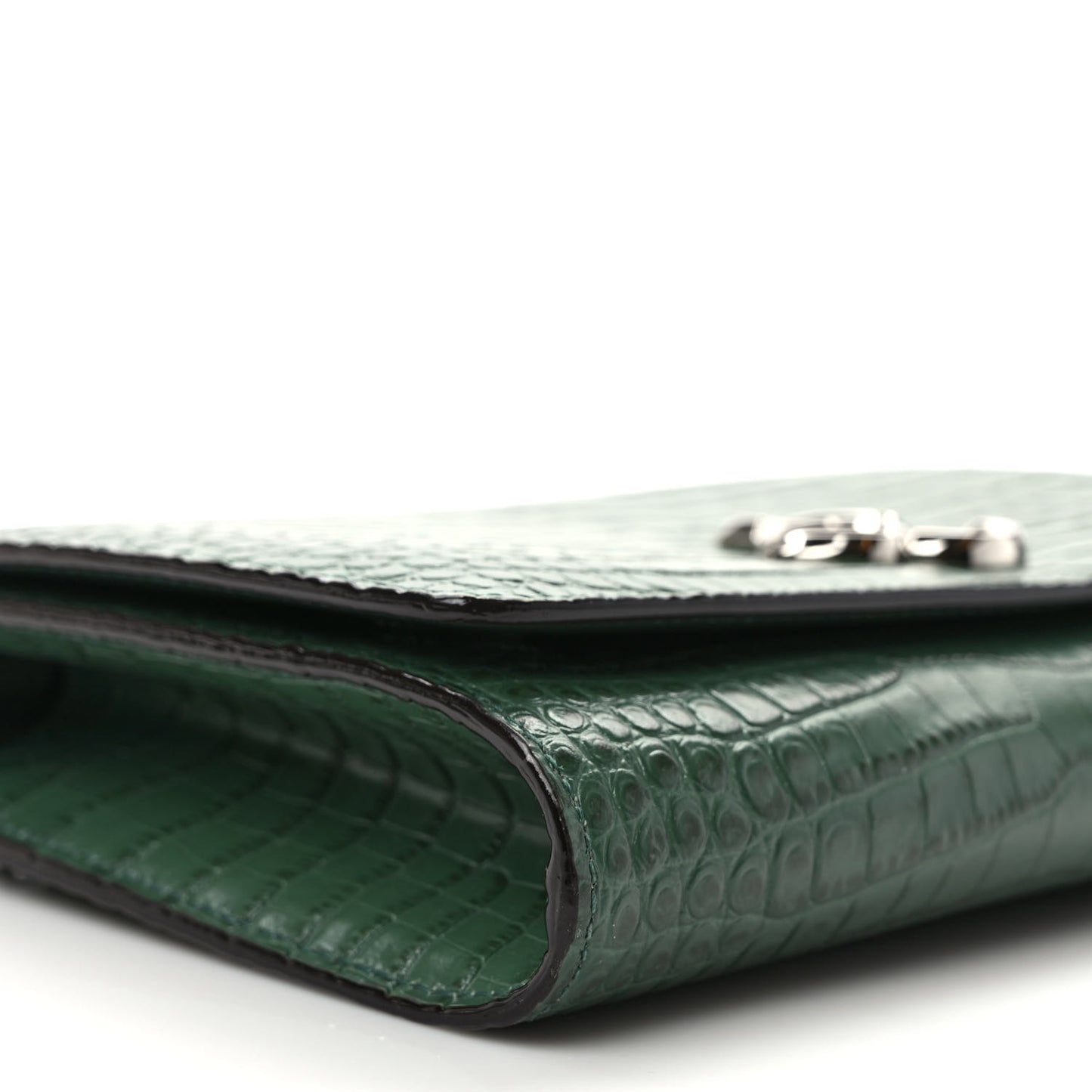Calfskin Crocodile Embossed Varenne Chain Clutch Cactus