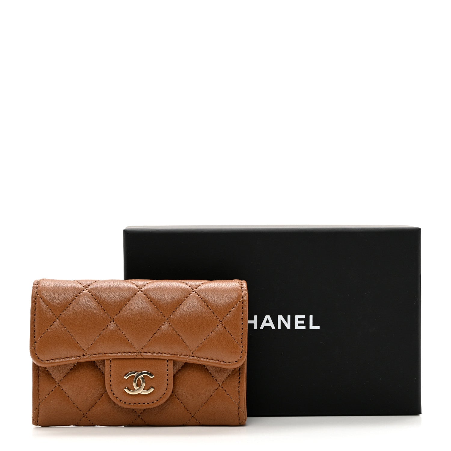 Chanel Lambskin Quilted Flap Card Holder Wallet Brown 10 of 10