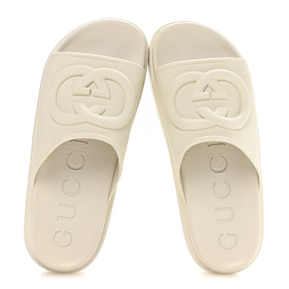 Gucci Soft Rubber Womens Interlocking G Platform 42mm Slide Sandals 40 Off White 4 of 18