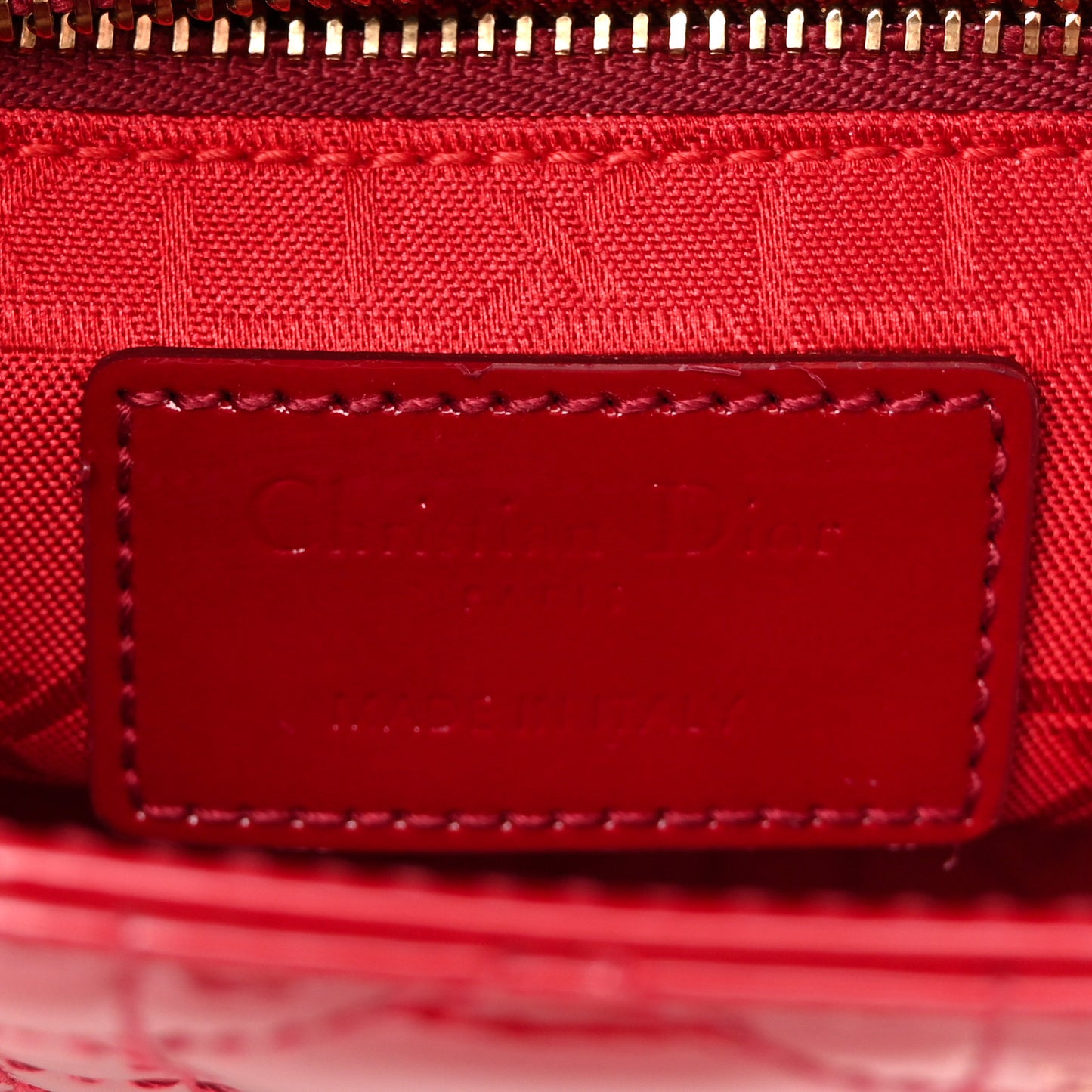 Patent Cannage Mini Lady Dior Red